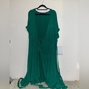 ELOQUII Women's Knot Front Pleated Skirt Dress